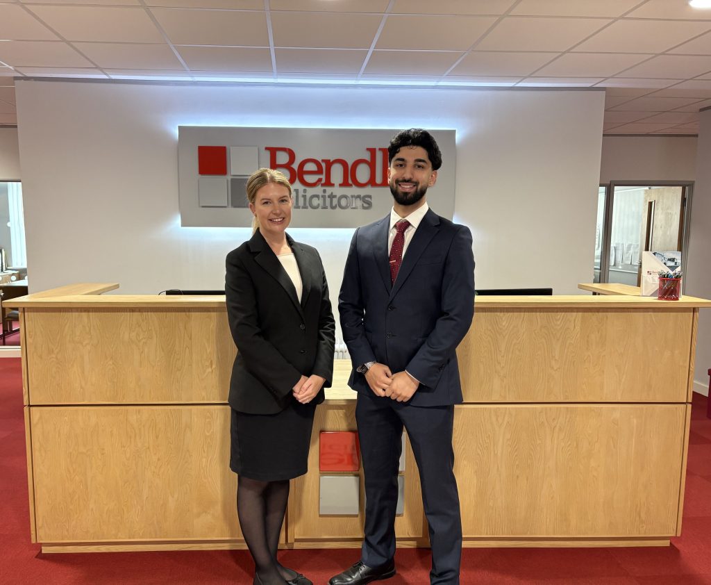 Hannah Smith from Bendles Solicitors with Adam Khan, winner of the 2026 Bendles Dissertation Award